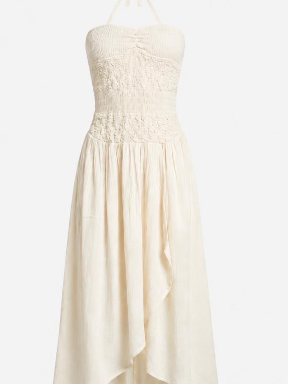 Strapless Smocked Maxi Dress in Cream Free people size small